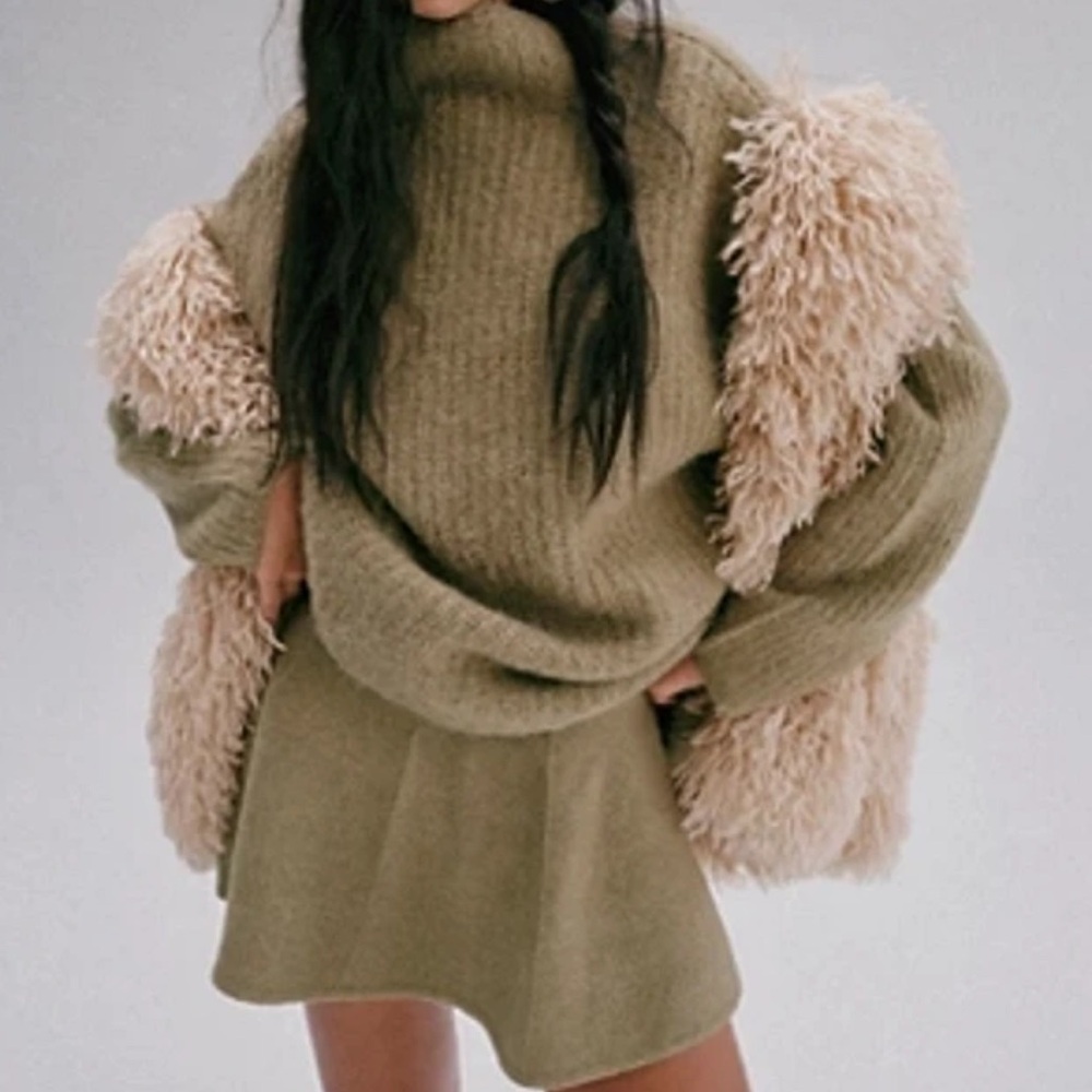 Free People Olive and Beige Sweater